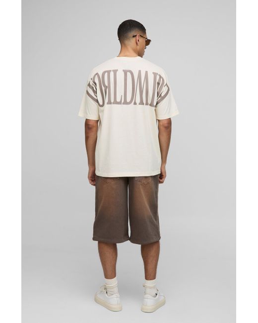 Boohoo White Oversized Worldwide Over Seam Print T-Shirt