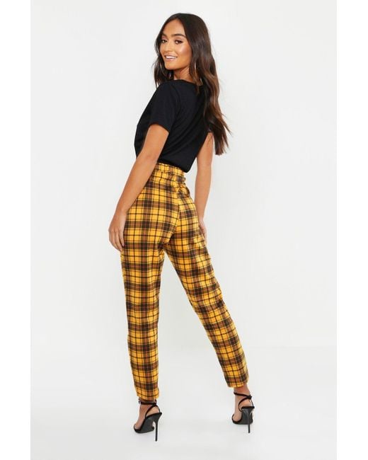womens yellow plaid pants