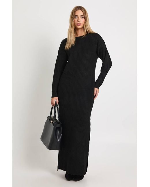 Boohoo Soft Rib Maxi Knitted Dress in Black | Lyst Boohoo Soft Rib Maxi Knitted Dress in Black | Lyst