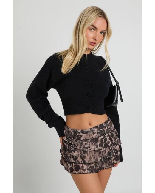 Boohoo Black Tierred Ruffle Skirt With Built