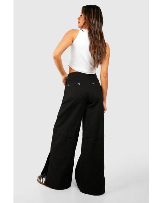 Boohoo Black Wide Leg Side Split Trouser