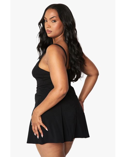 Boohoo Black Plus Bengaline Split Front Skort