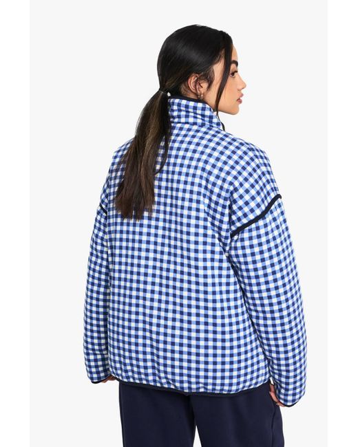Boohoo Blue Printed Oversized Jacket