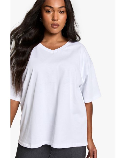 Camiseta Plus Oversize De Algodón Boohoo de color White