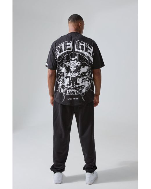 BoohooMAN Man Active X Og Gym Oversized Extended Neck T-shirt in Black für Herren