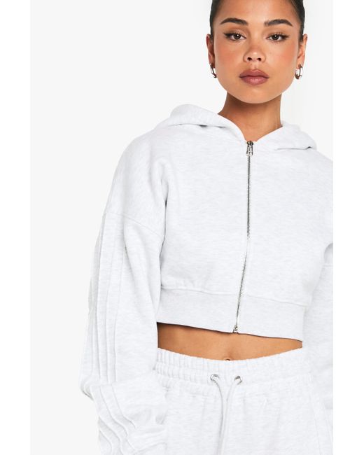 Sudadera Crop Recta Con Capucha Boohoo de color White