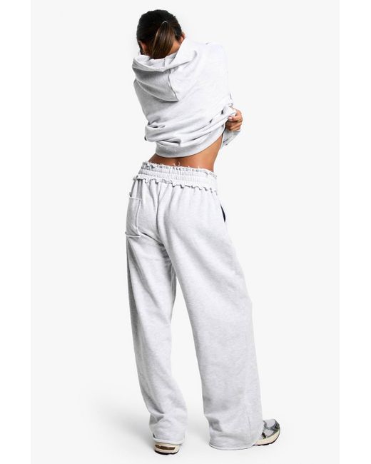 Boohoo White Reverse Loopback Straight Leg Jogger