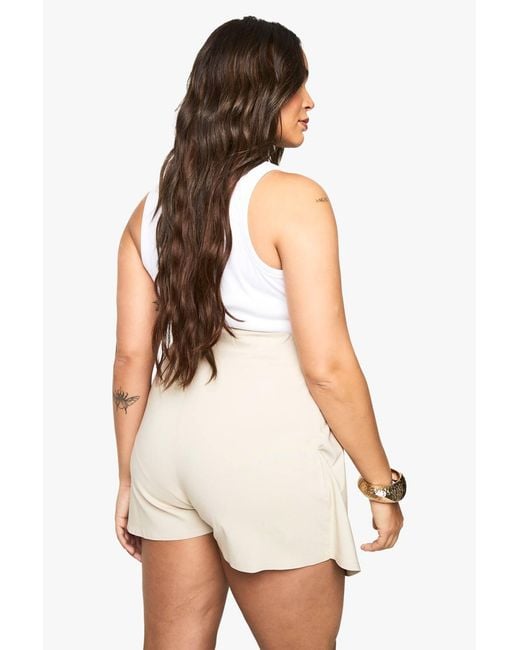 Boohoo White Plus Wrap Buckle Skort