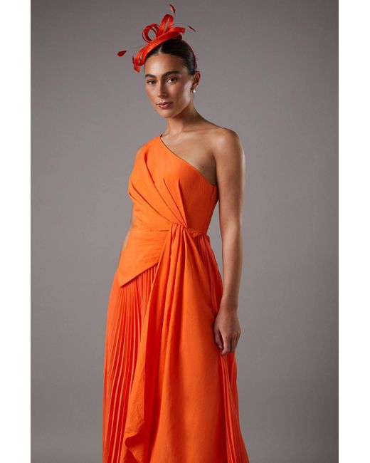 Coast Red One Shoulder Drape Detail Wide Leg Jumpsuit