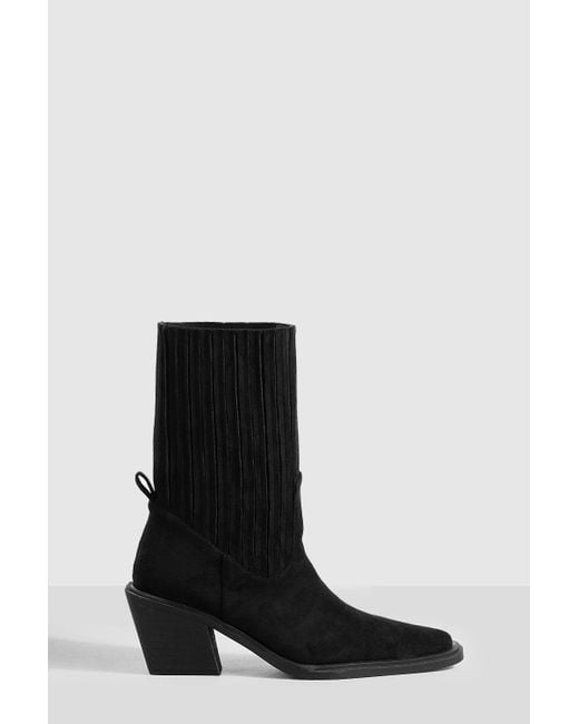 Boohoo Black Extended Rand Low Western Boots