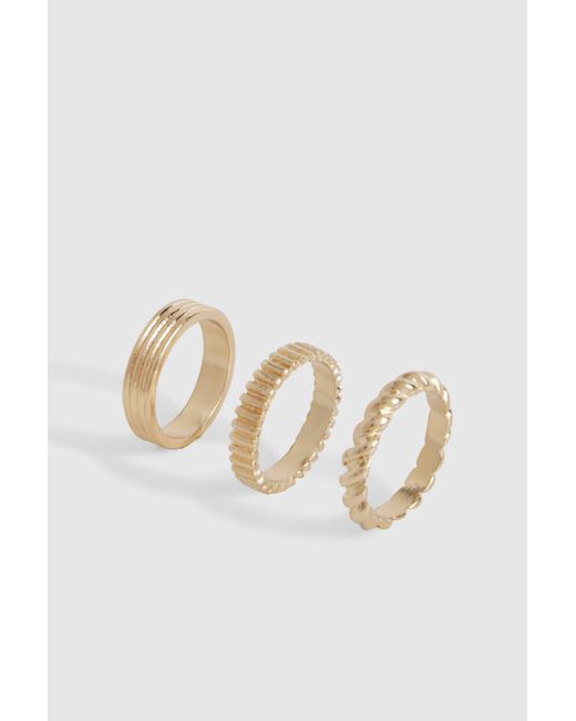 Boohoo White Gold 3 Pack Stacking Rings