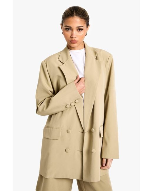 Boohoo Natural Woven Tailored Oversized Blazer
