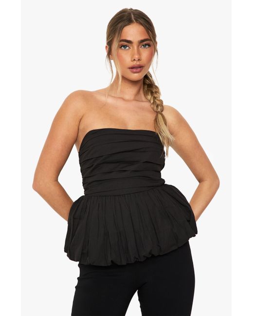 Palabra De Honor De Algodón Popelina Boohoo de color Black