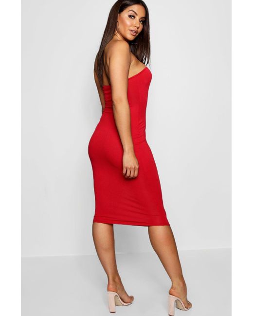 black bandeau bodycon midi dress