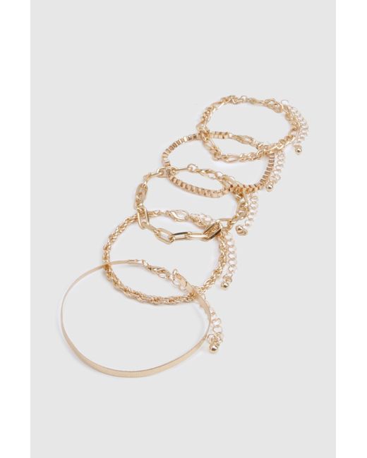 Boohoo Brown 5 Pack Layered Bracelets