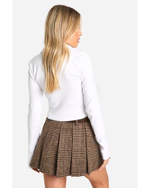 Boohoo White Brushed Rib Collared Top