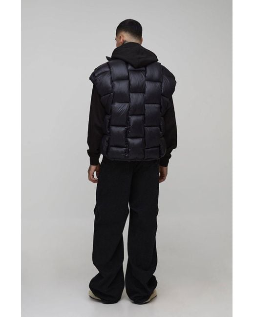 Tall High Shine Weft Oversized Funnel Neck Gilet Boohoo de color Black