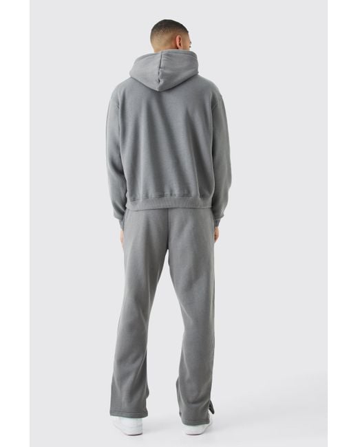BoohooMAN Kastiger Limited Edition Oversize Trainingsanzug mit geteiltem Saum in Gray für Herren