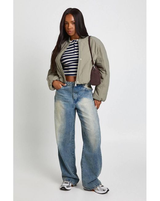 Boohoo Blue Oversized Bomber Jacket