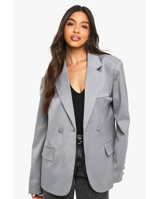 Boohoo Gray Tailored Cinched Waist Wrap Blazer