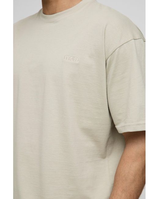 BoohooMAN Man Oversize Rundhals T-Shirt in Natural für Herren