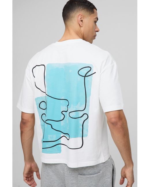 Camiseta Oversize Recta Con Estampado Gráfico De Dibujo Boohoo de color Blue