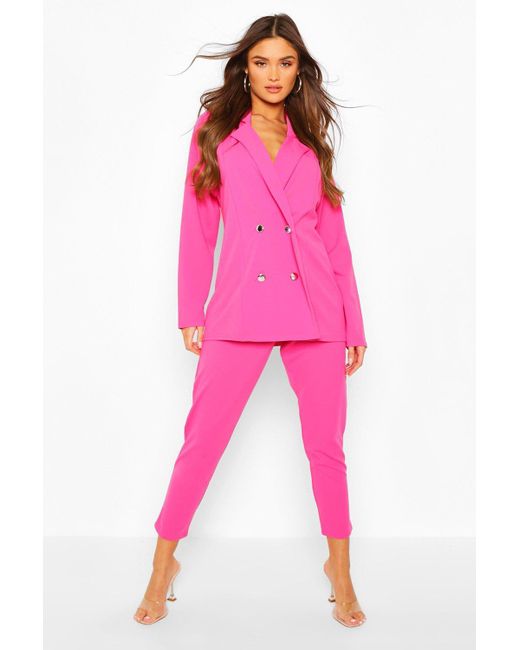 double breasted pink blazer