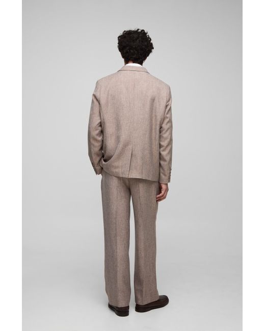 BoohooMAN Oversized Double Breasted Suit Blazer in Natural für Herren