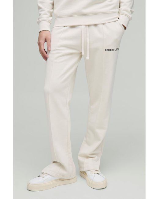 Boohoo White Relaxed Edizione Heavyweight Pintuck Split Hem Joggers