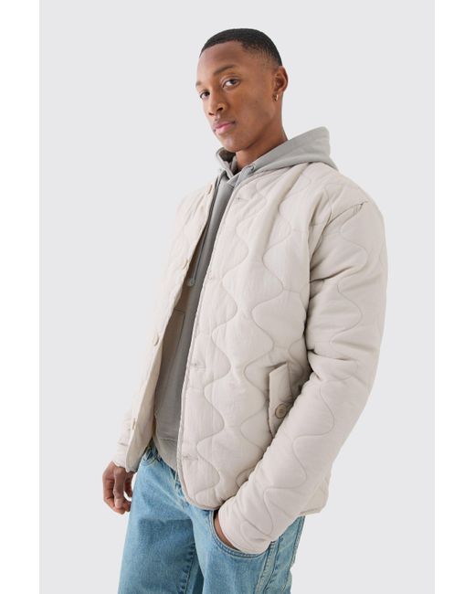BoohooMAN Natural Onion Quilted Liner Jacket for men