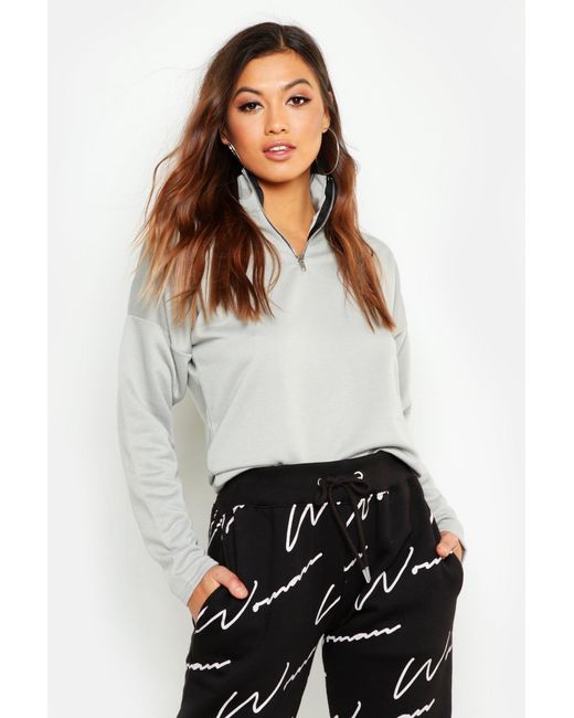 funnel neck half zip sweatshirt