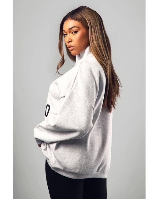 DSGN Studio Gray Plus Script Half Zip Sweatshirt