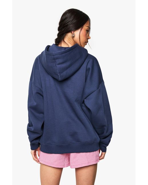 Sudadera Oversize Con Capucha Y Bordado De La Bandera De Ee. Uu. Boohoo de color Blue