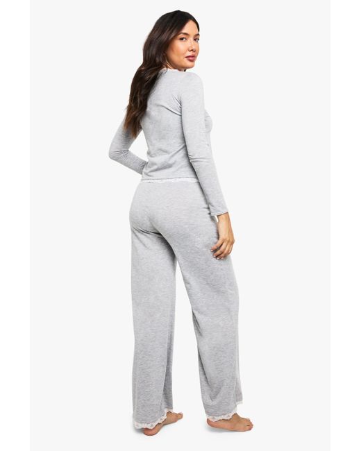 Boohoo White Maternity Long Sleeve Jersey Top & Trouser Pj Set