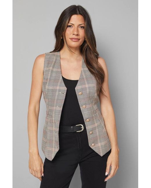 Wallis Natural Flannel Button Through Waistcoat