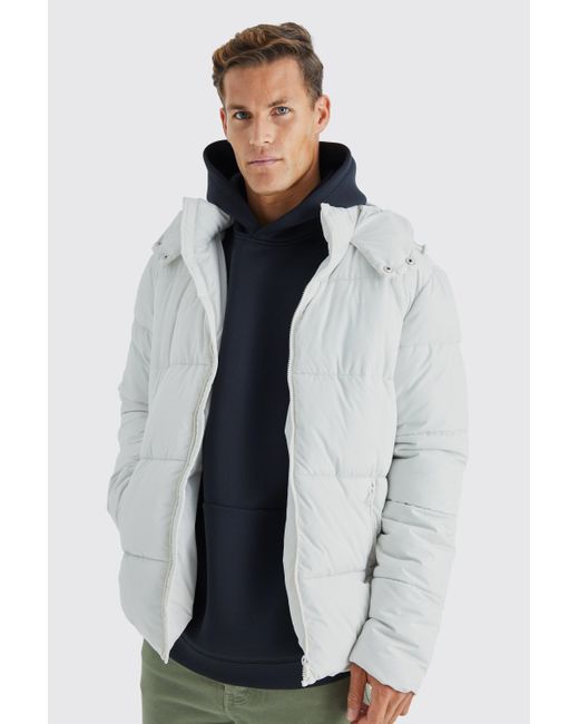 BoohooMAN Multicolor Tall Panelled Matte Puffer Jacket for men