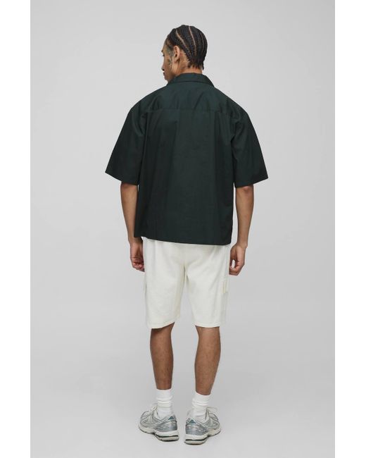 Boohoo White Relaxed Elasticated Waist Seersucker Cargo Short