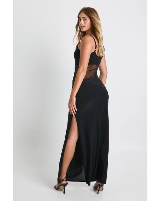 Boohoo Mesh Sheer Drop Waist Maxi Dress in Black | Lyst