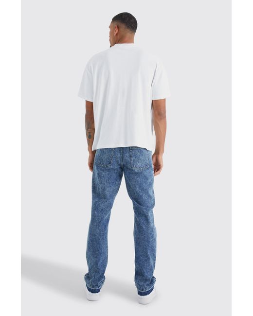 BoohooMAN Tall Relaxed Fit Acid Wash Jeans in Blue für Herren