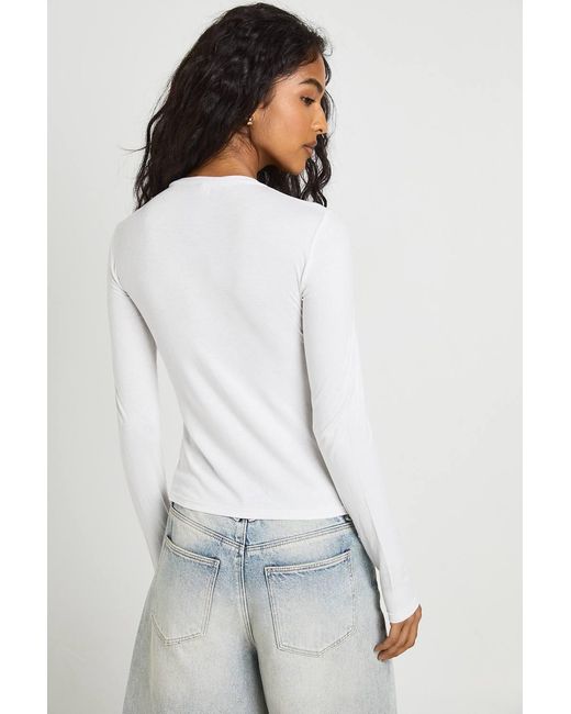 Boohoo White Ribbed Built