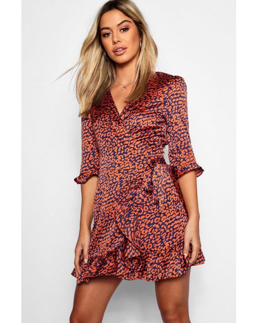 leopard print wrap tea dress