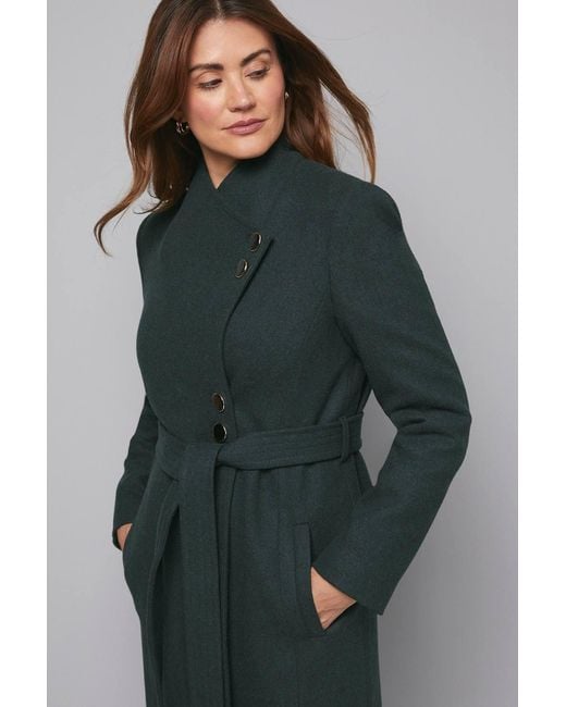Wallis Green Belted Maxi Coat