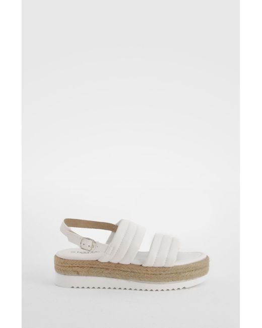 Boohoo White Wide Fit Padded Double Strap Flatforms