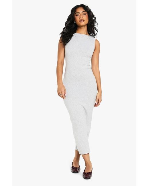 Boohoo White Basic Tan Midaxi Dress