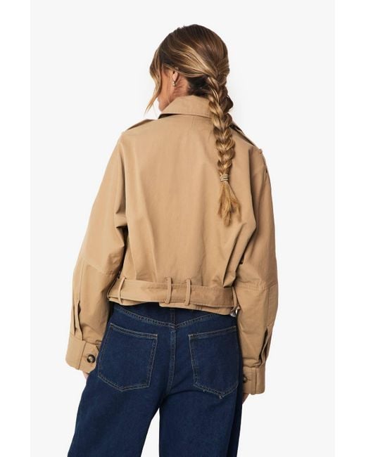Boohoo Blue Short Belted Utility Trench Coat