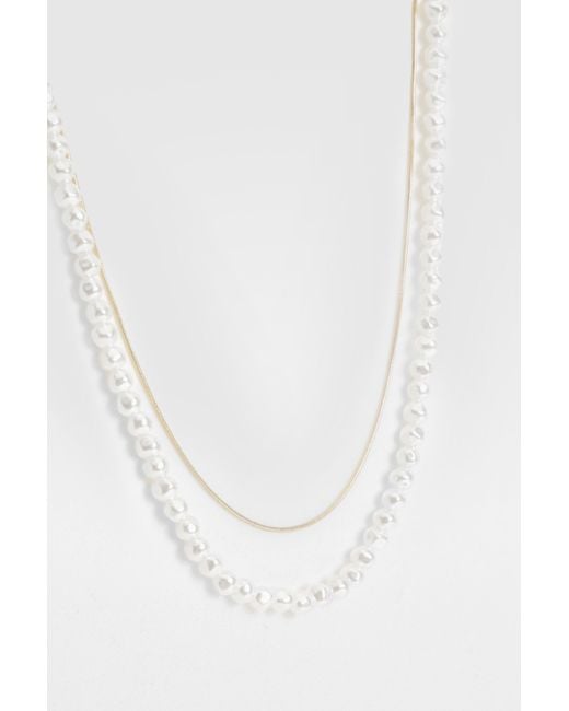 Boohoo White Double Layered Pearl Necklace