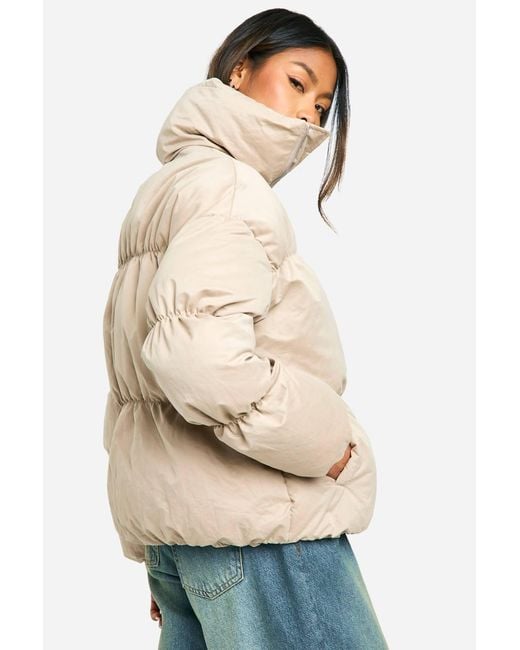 Boohoo Natural Peached Padded Puffer Jacket