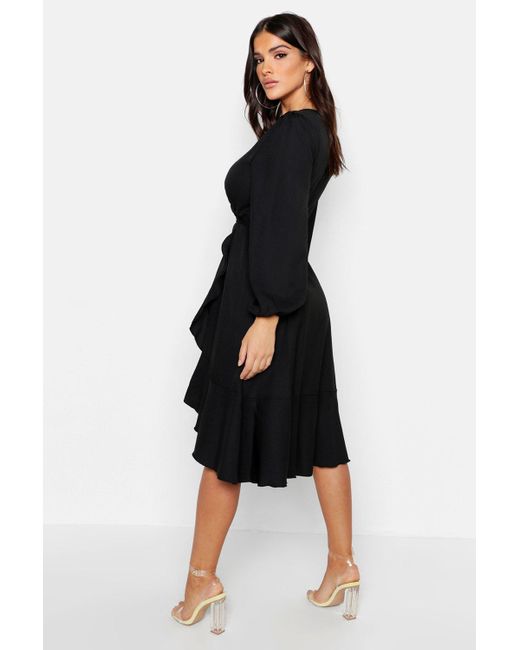 ruffle wrap skater dress