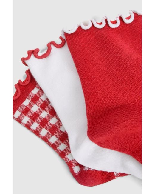 Boohoo Red Contrast Sock 3 Pack