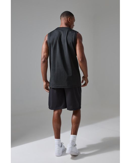 BoohooMAN Black Active Training Dept Oversized Mesh 9inch Basketball Short for men